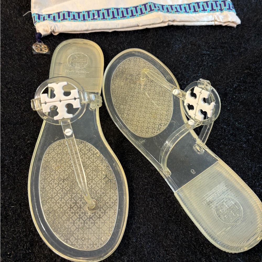 Tory Burch Clear and White Jelly Sandals